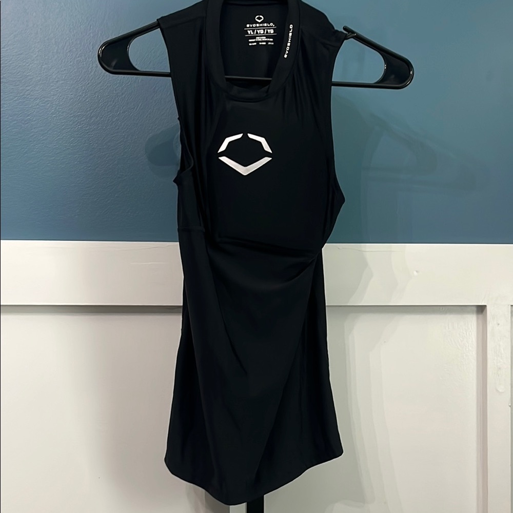 Black Fitted Muscle Tee with White Logo